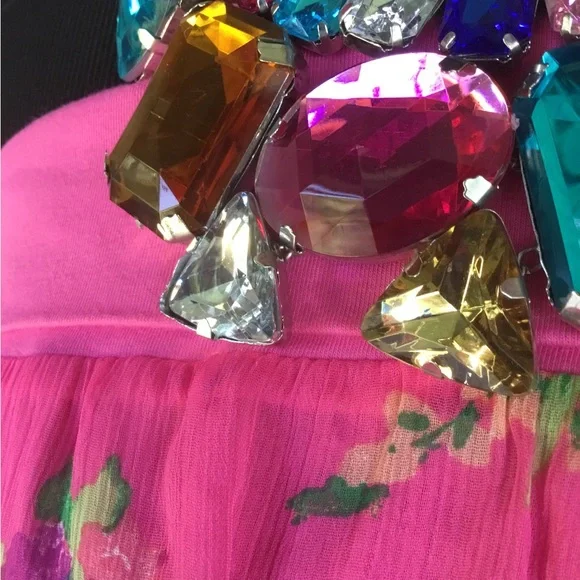 ❤️See New Listing❤️Colorful Rhinestone Ribbon Bib Chunky Statement Necklace - Picture 10 of 10